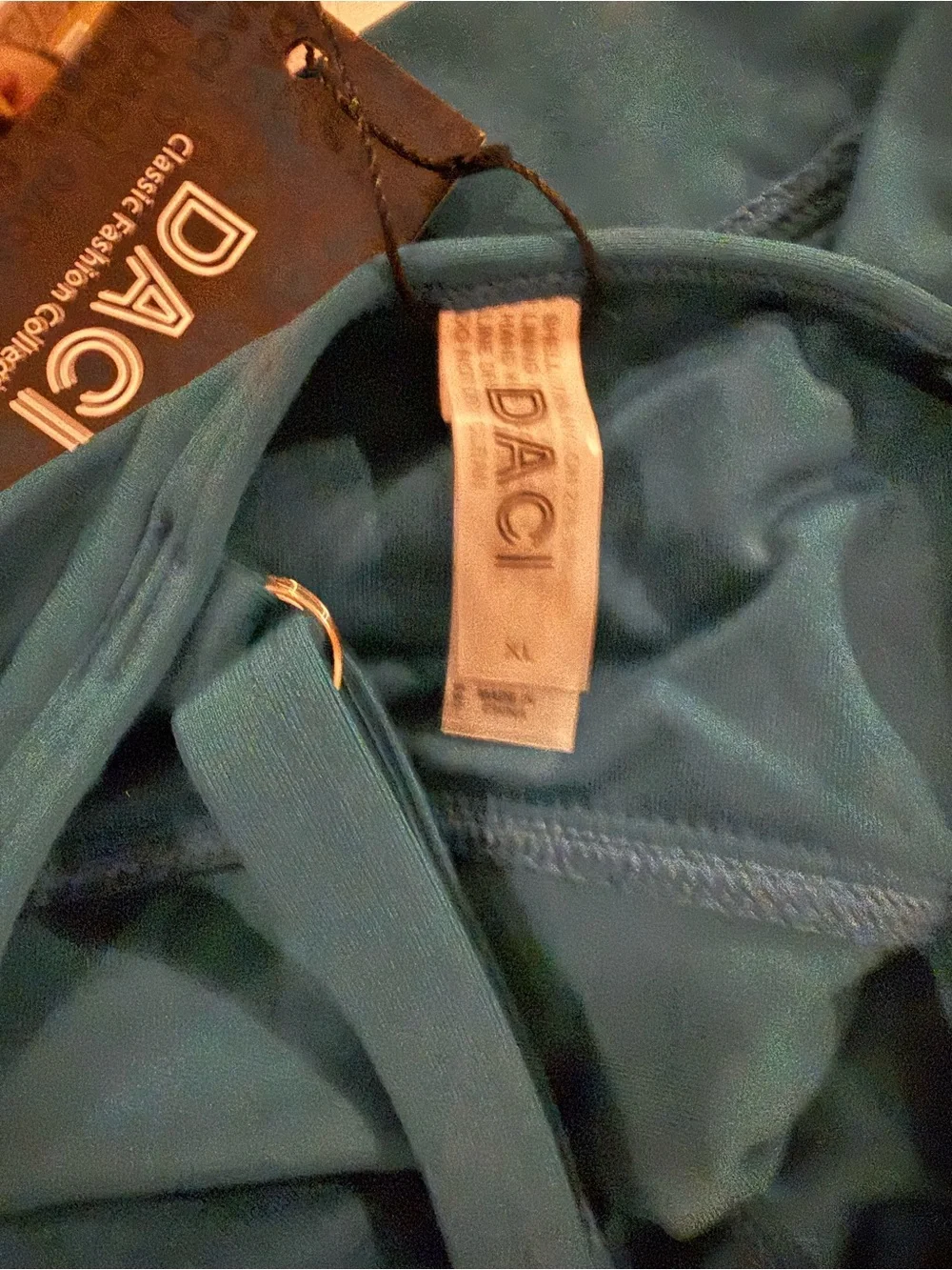 DACI Teal High Neck Cross Back Bikini Top NWT, Size XL